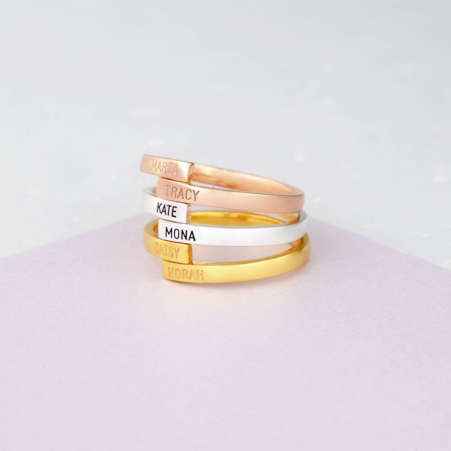 Gold ring with hot sale couple name